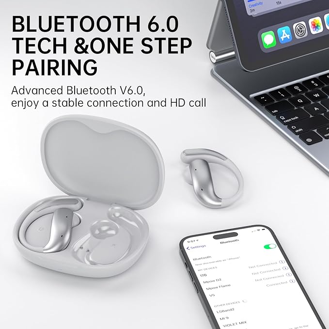 سماعات Galaxy Open Earbuds اللاسلكية - تصميم مفتوح مريح مع إلغاء الضوضاء وصوت AKG