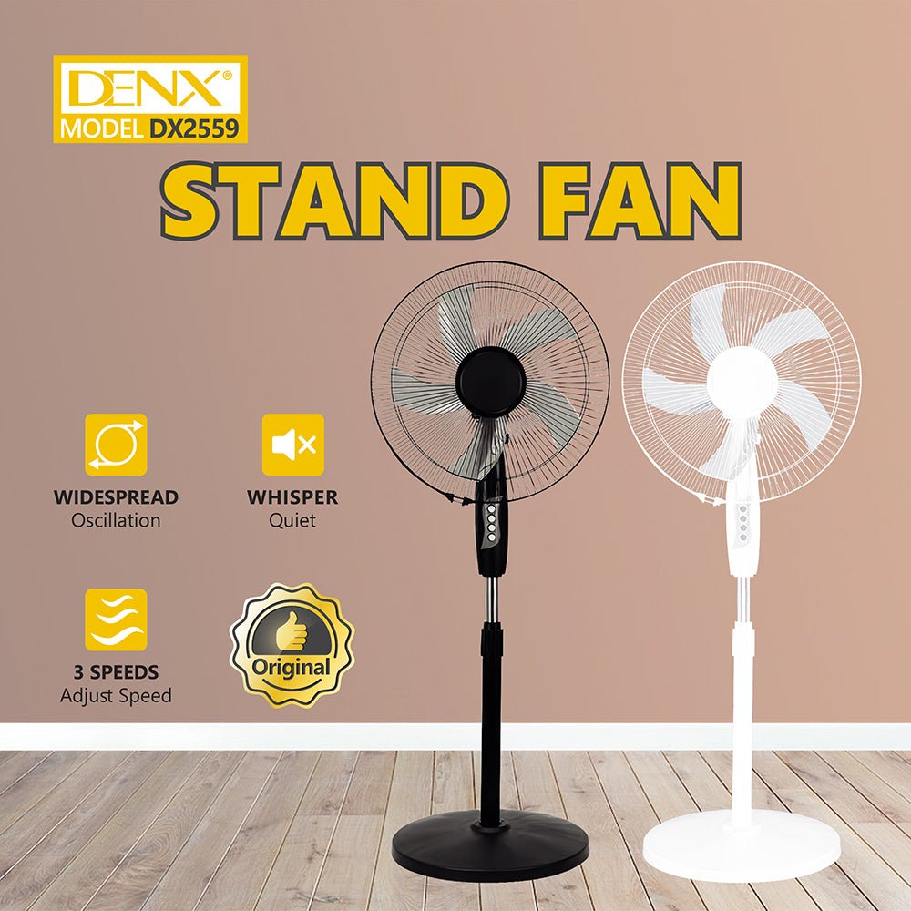مروحة أرضية دوارة Denx - 3 سرعات وتأرجح واسع لتبريد فعّال