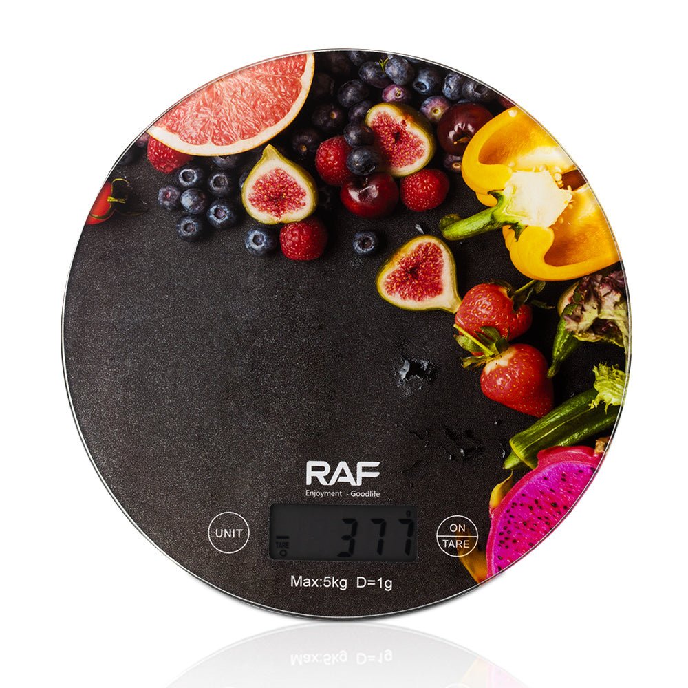 ميزان مطبخ رقمي RAF - سعة 5 كيلو بدقة 1 جرام مع شاشة LCD