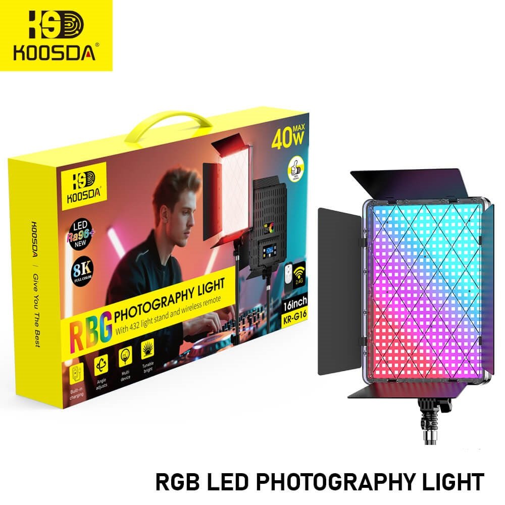 إضاءة تصوير RGB LED كوسدا 16 بوصة 40 واط مع ريموت