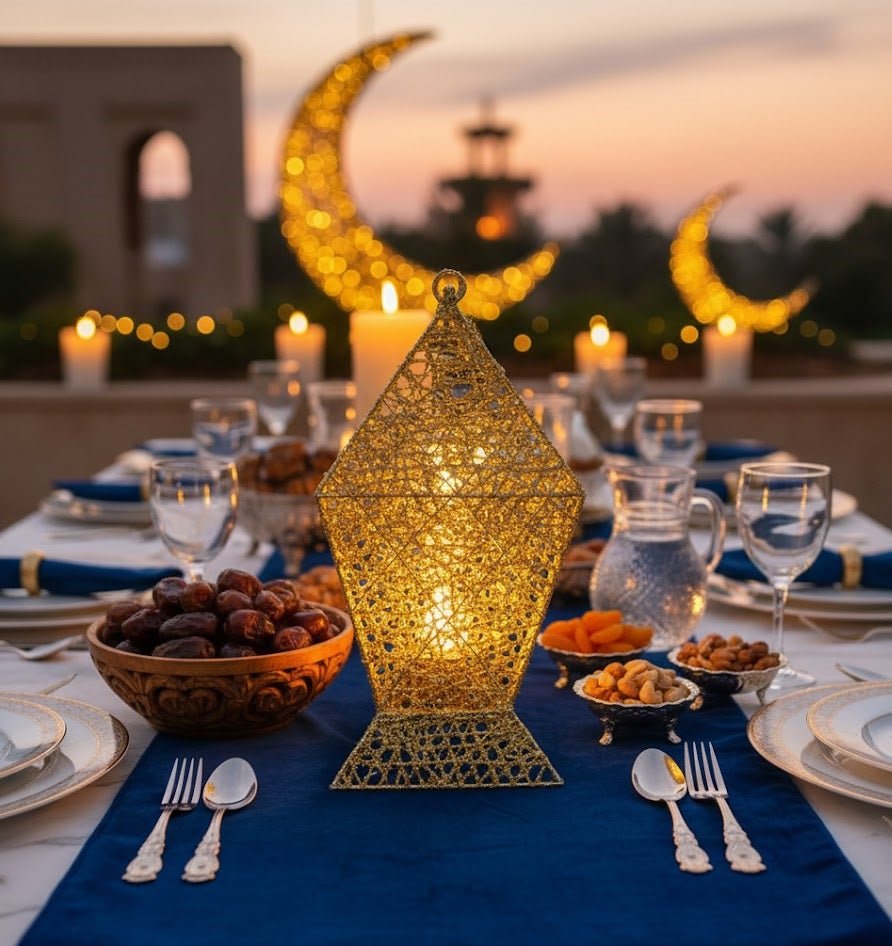 فانوس معلق زخرفي ذهبي لامع – زينة رمضان والعيد والمناسبات