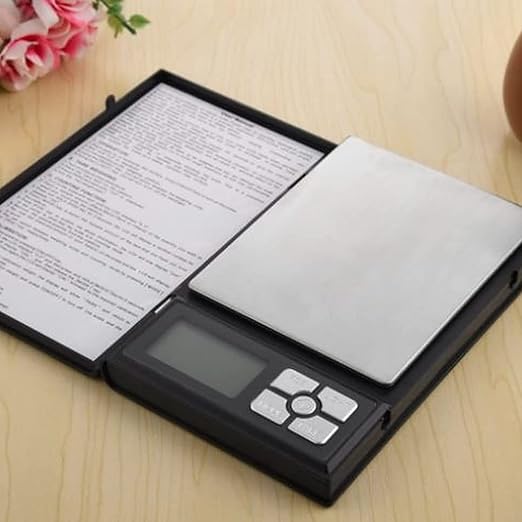 ميزان رقمي محمول بتصميم دفتر وشاشة LCD