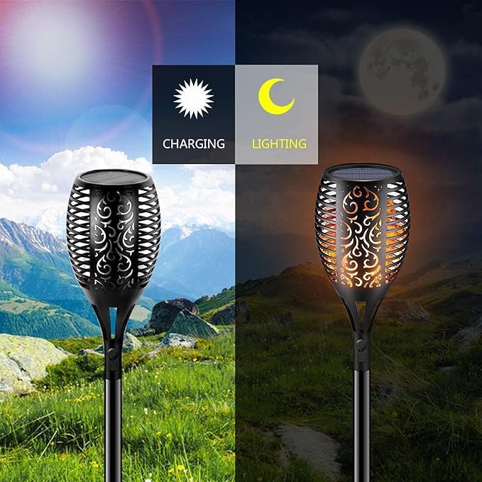 مصباح شعلة شمسي LED بإضاءة لهب للحدائق والممرات