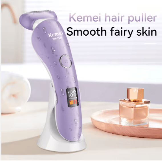ماكينة كيمي Kemei KM-1539 لتشذيب الوجه والحواجب والجسم قابلة للشحن