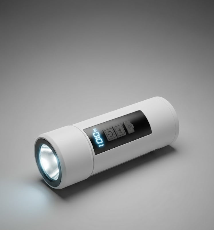 كشاف LED قابل للشحن بألواح قابلة للطي - إضاءة متعددة الزوايا مع شاشة بطارية رقمية