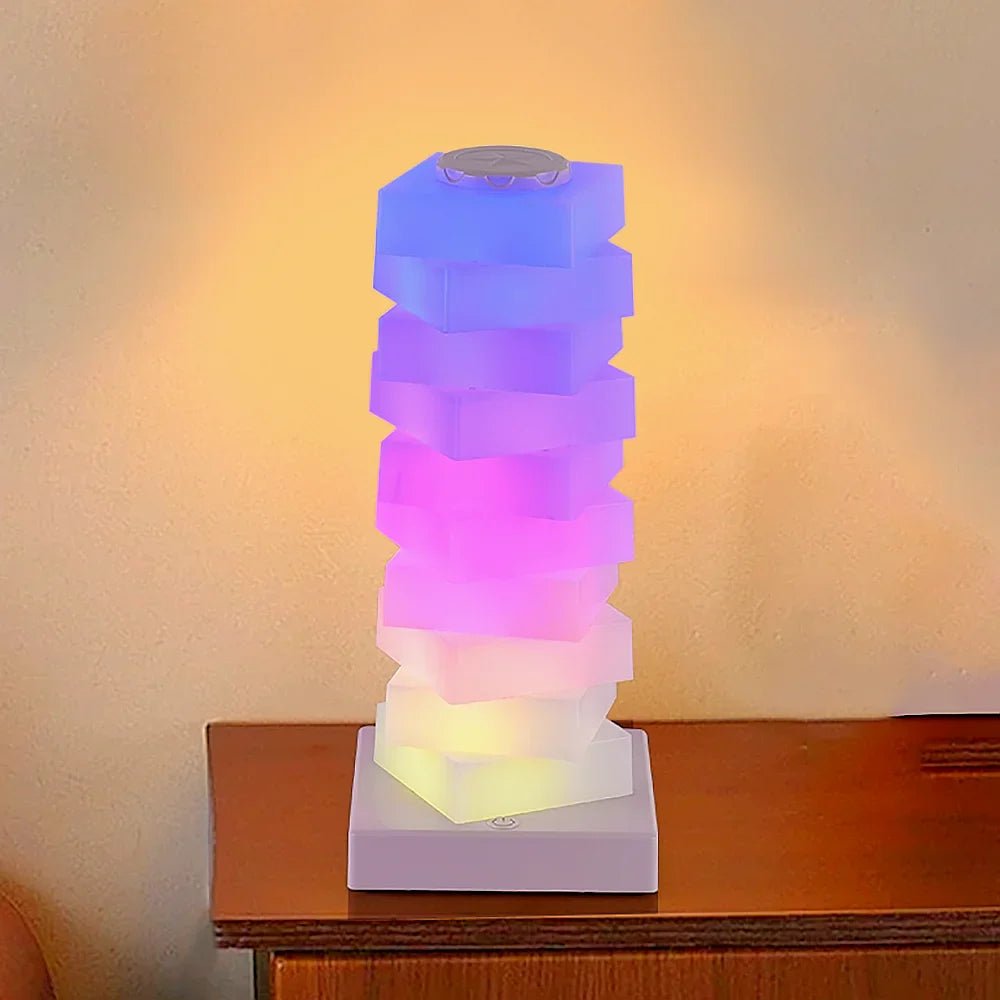مصباح طاولة LED مودرن بتصميم هندسي وإضاءة RGB للديكور