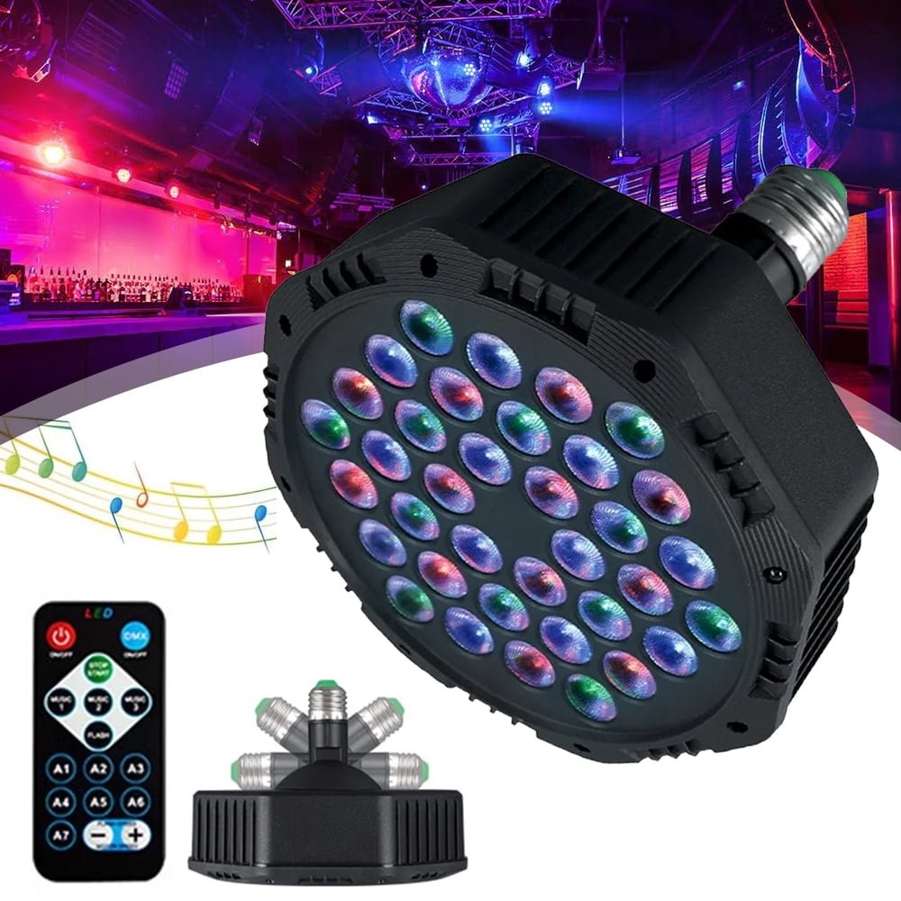 كشاف بار LED متعدد الألوان للحفلات مع ريموت وتحكم بزاوية 180°
