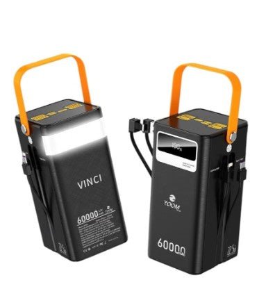 بنك طاقة زوم بلس فينشي 60000mAh مع شاشة رقمية ومصباح