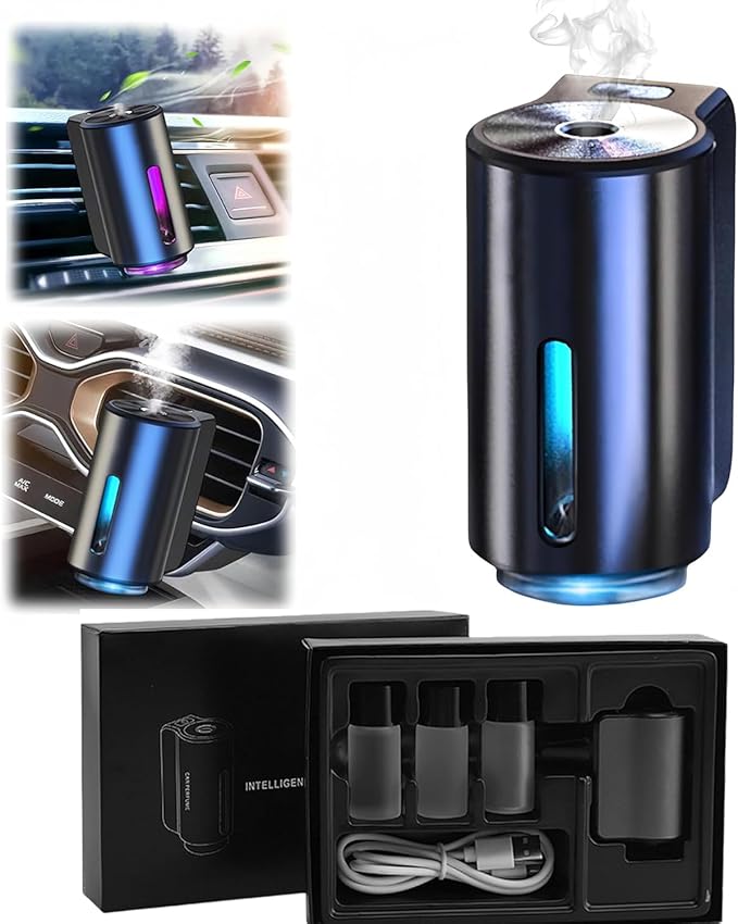 معطر سيارة ذكي USB مع إضاءة LED و3 زيوت عطرية