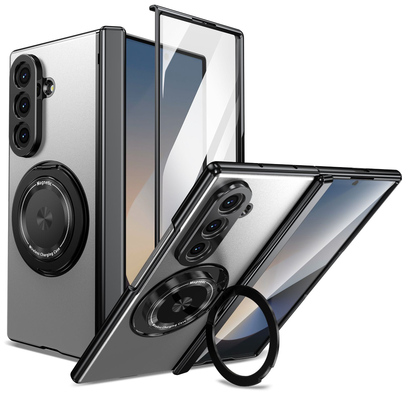 كفر سامسونج Galaxy Z Fold4 بحلقة مغناطيسية وواقي شاشة