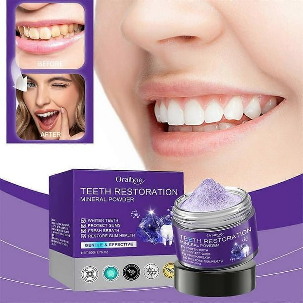 بودرة Oralhoo المعدنية للعناية بالأسنان وتنظيف التصبغات السطحية