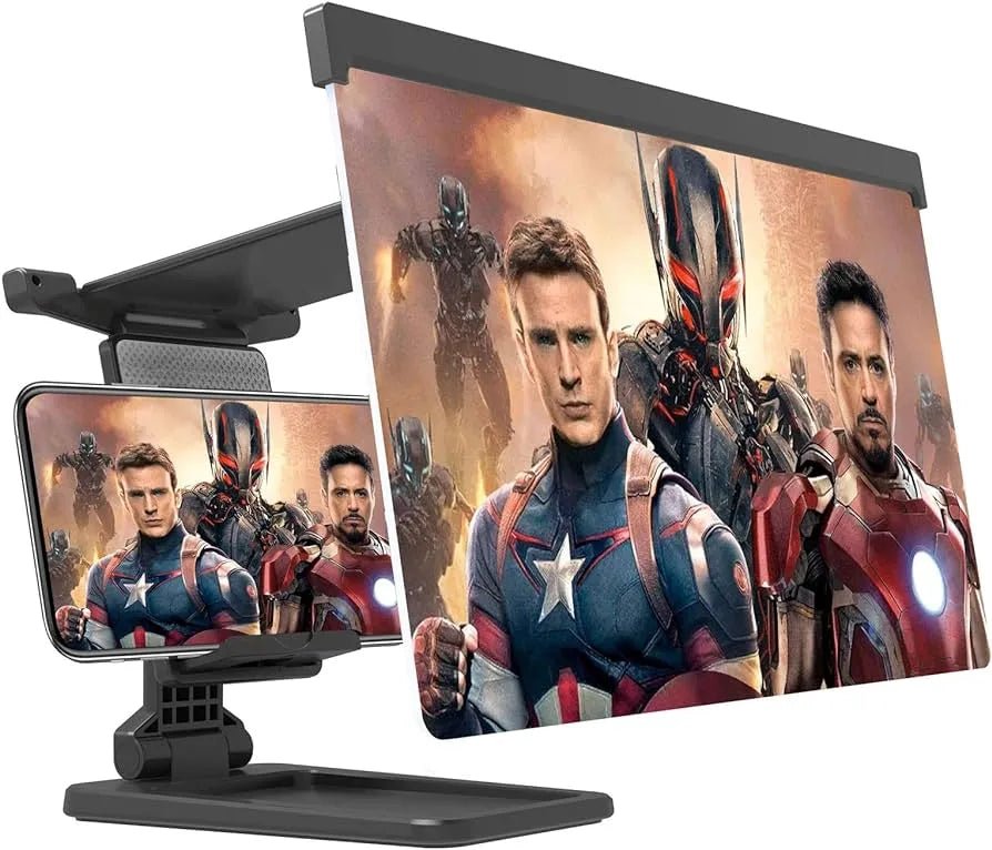 مكبر شاشة الجوال HD مقاس 12 بوصة مع حامل قابل للطي