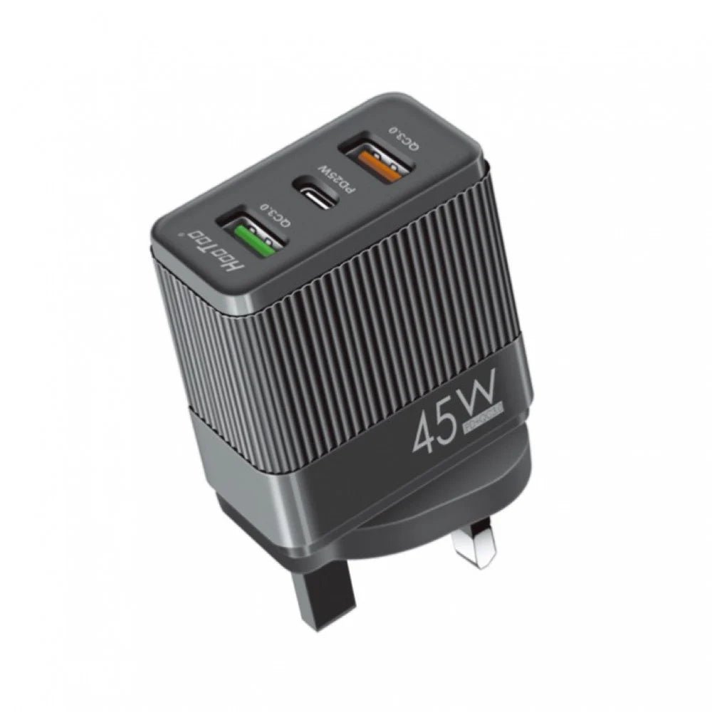 شاحن جداري Hootoo أصلي بقدرة 45 واط مع منافذ Type-C وUSB