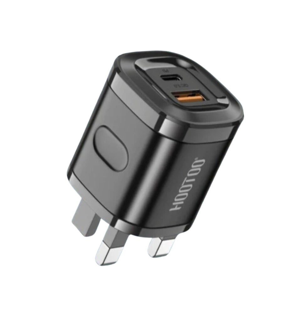 شاحن حائط Hootoo USB أصلي بمنفذي USB-A وUSB-C للأجهزة الذكية