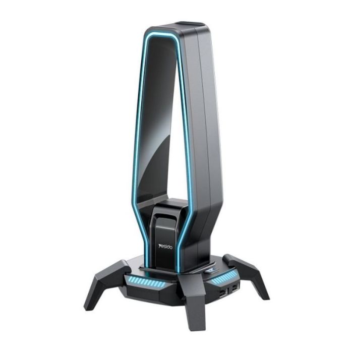 حامل سماعات RGB متعدد الوظائف مع منافذ USB وتنظيم للكابلات