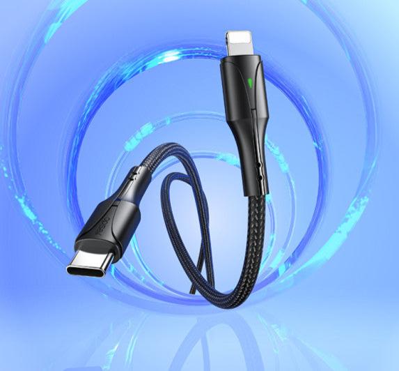 كابل شحن سريع تايب سي 60 واط مع مؤشر LED بطول 1.2 متر