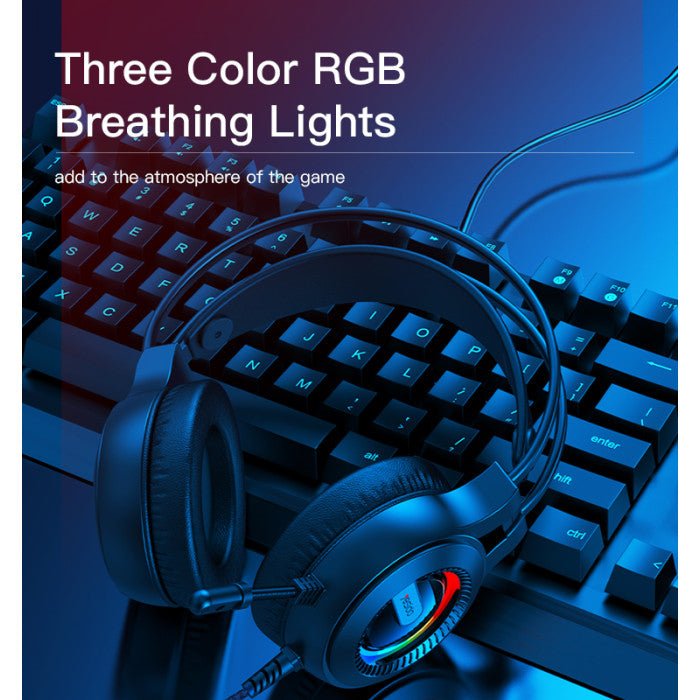 سماعة ألعاب احترافية EK02 بإضاءة RGB وميكروفون مدمج