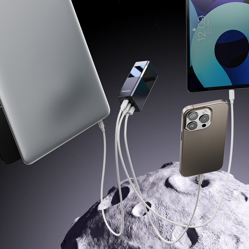 شاحن GaN سريع 100 واط متعدد المنافذ USB-C وUSB-A
