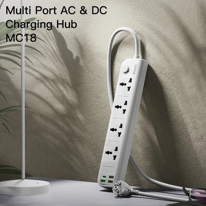مشترك كهرباء سريع الشحن 2 متر مع 4 منافذ وUSB-C