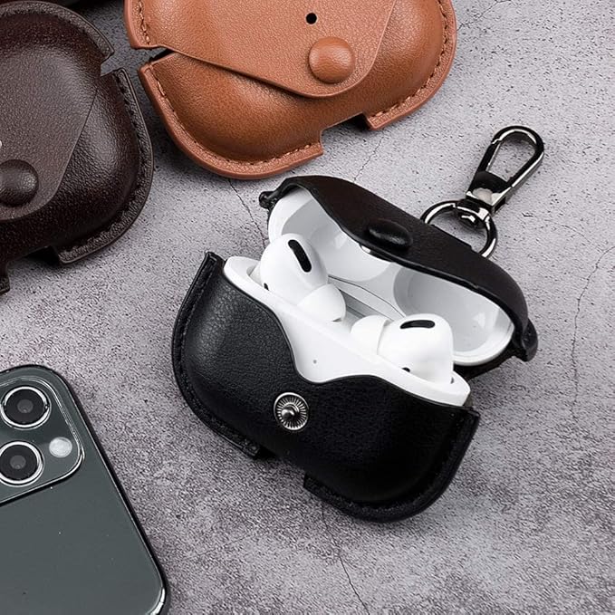 حافظة جلدية لسماعات AirPods باللون الأزرق