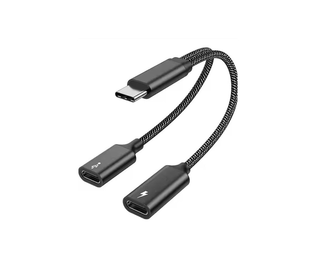 محول USB-C ثنائي 2 في 1 للشحن ونقل البيانات