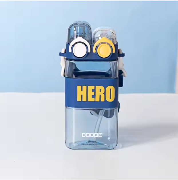 زجاجة مياه HERO مقاومة للسقوط بفتحتين وحزام حمل - متينة وأنيقة