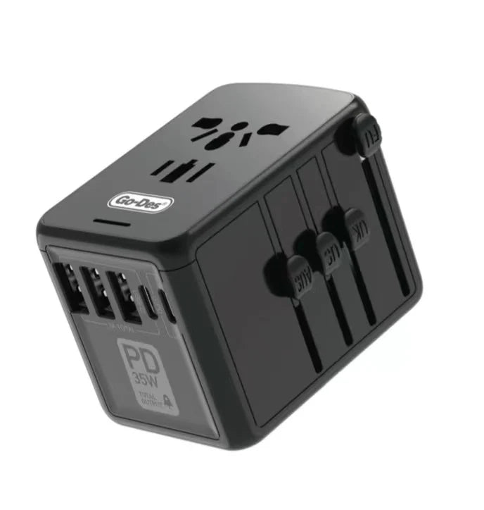 محول سفر عالمي PD بقدرة 35 واط مع USB وType-C