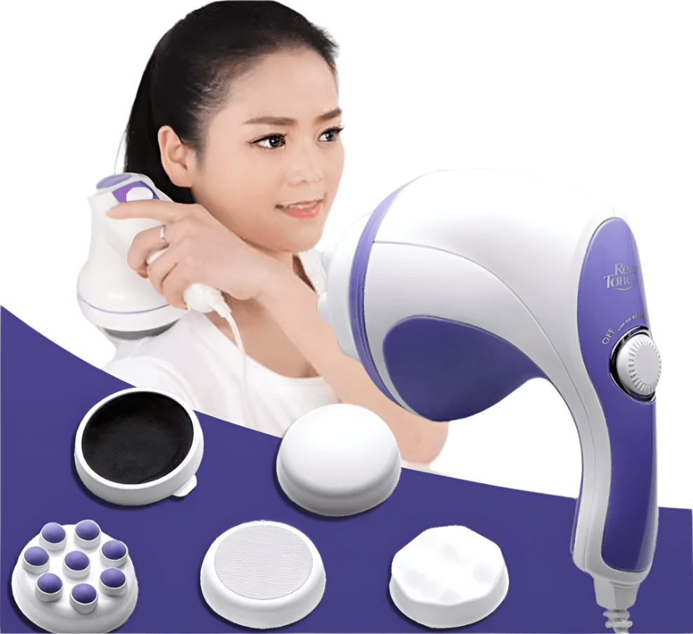 جهاز مساج كهربائي محمول Relax & Spin Tone مع رؤوس متعددة