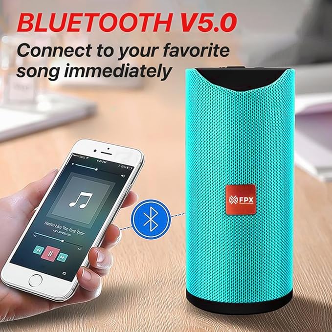 سماعة بلوتوث محمولة 5.0 مع USB وراديو FM وبطارية قابلة للشحن
