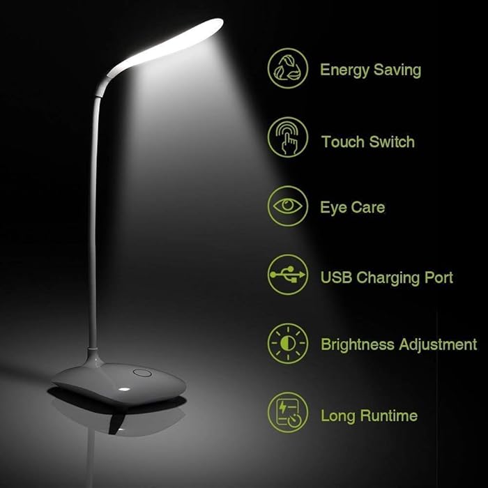 مصباح طاولة LED قابل للشحن باللمس مع تعتيم وإضاءة قابلة للتعديل