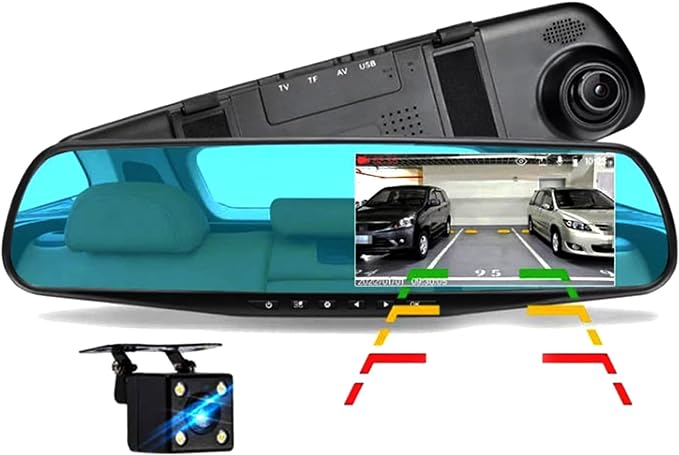كاميرا مرآة للسيارة DVR أمامية وخلفية بشاشة 4.5 بوصة