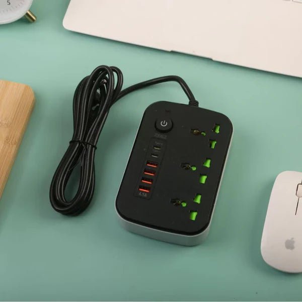 مشترك كهربائي بتمديد و4 منافذ USB ومنفذي Type-C بقدرة 2500 واط