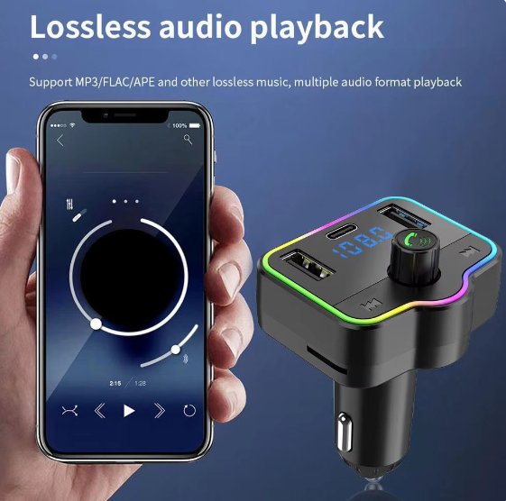 مشغل MP3 للسيارة مع بلوتوث ومرسل FM وشحن USB