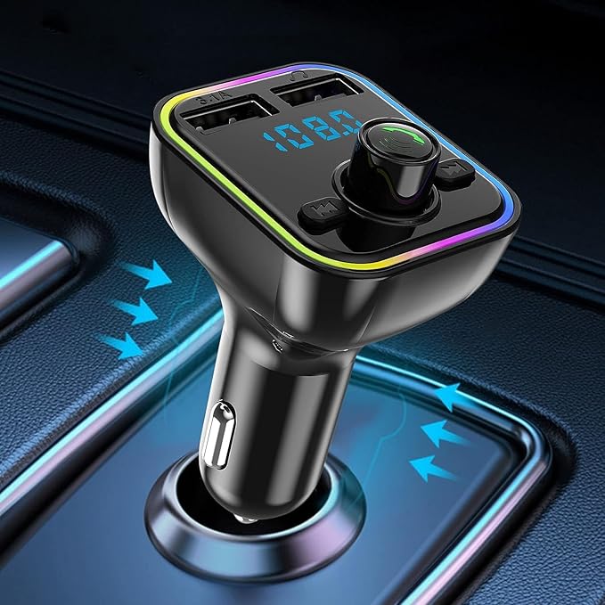 مرسل FM للسيارة بلوتوث مع منفذي USB ومكالمات hands-free