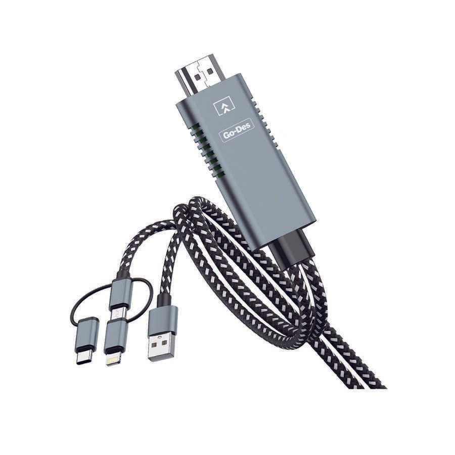 كابل نقل فيديو وصوت 5 في 1 بواجهات Type-C وLightning وMicro