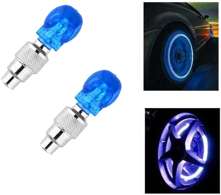 أضواء صمامات العجلات LED باللون الأزرق - قطعتان
