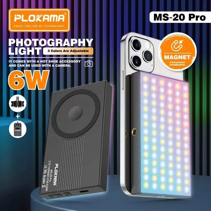 إضاءة تصوير LED مغناطيسية Plokama MS-20 Pro