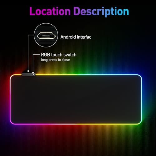 ماوس باد ألعاب RGB بإضاءة متعددة الألوان مقاس 30×80 سم