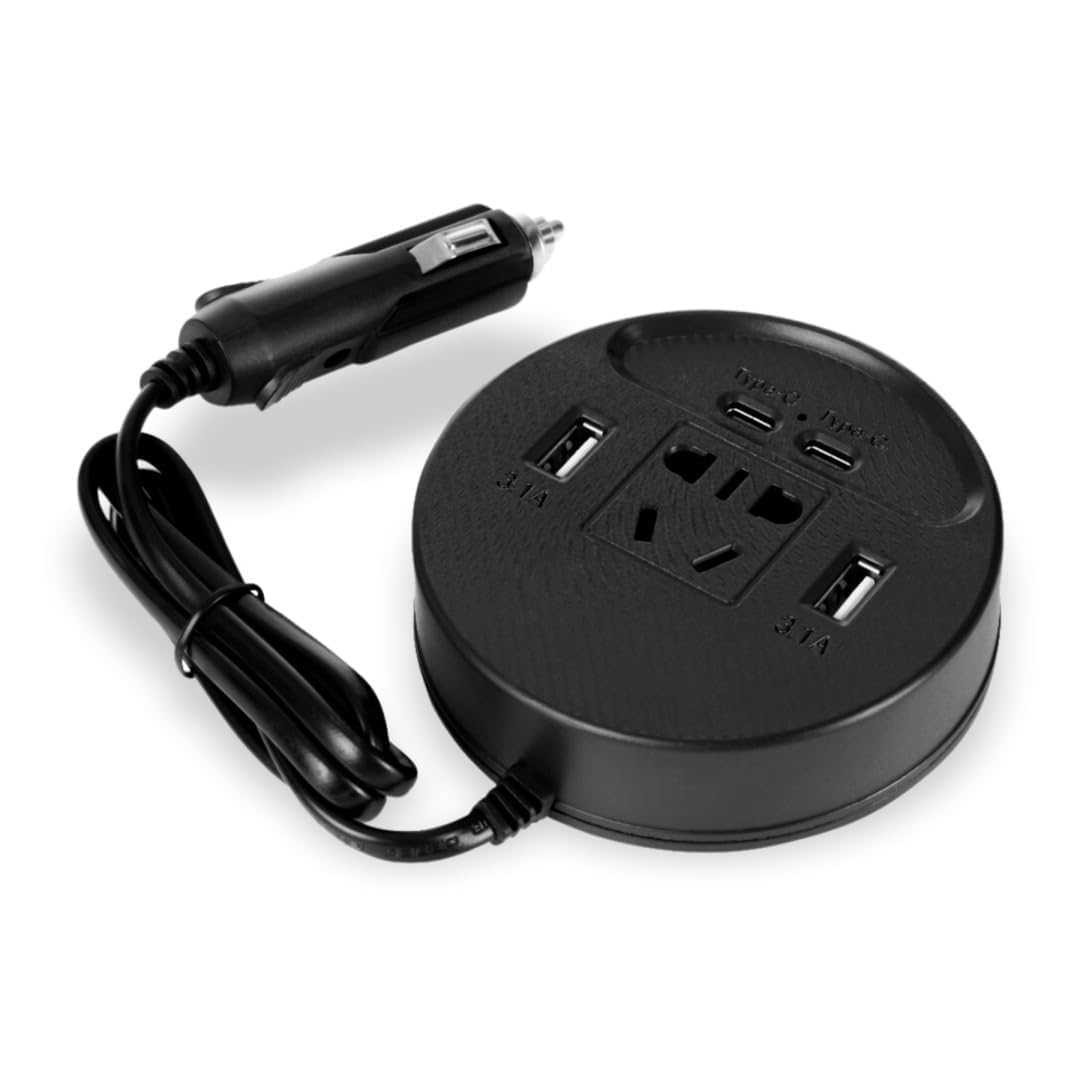 محول طاقة سيارة 150 واط مع منافذ USB وType-C