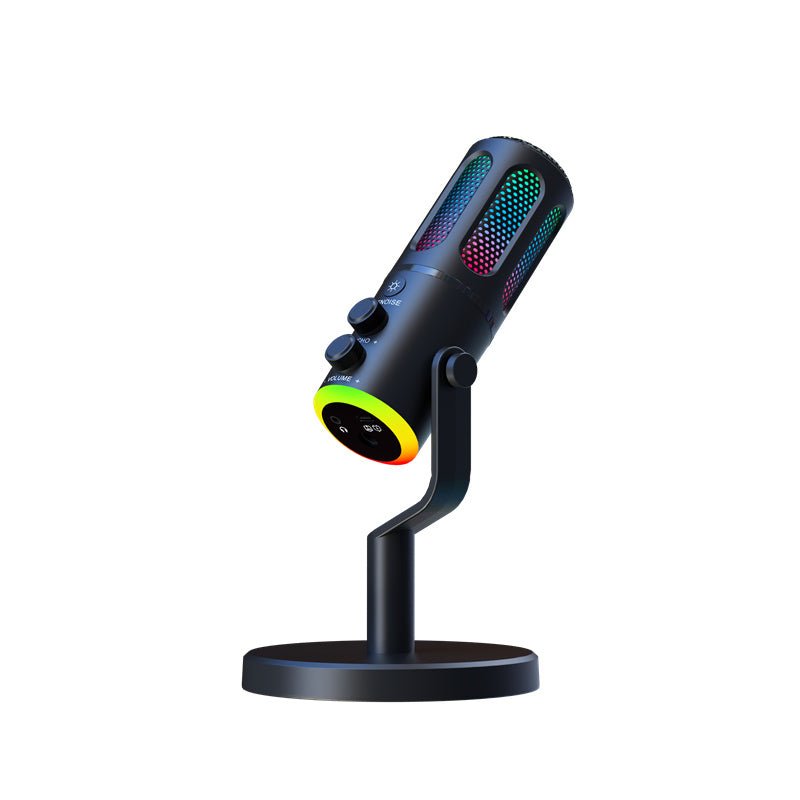ميكروفون USB مكتبي بإضاءة RGB وتحكم بالصوت والصدى