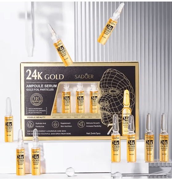 سيروم الأمبولات الذهبي 24K مع النياسيناميد وحمض الهيالورونيك