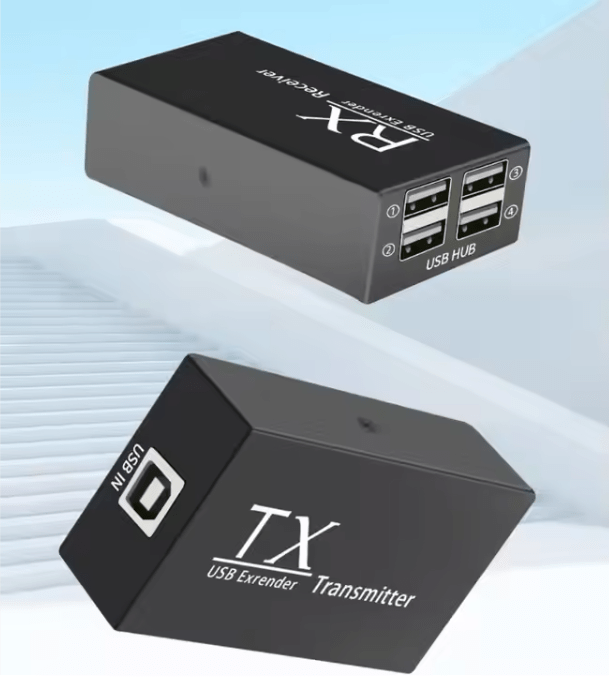 موسع USB 2.0 إلى 4 منافذ عبر Cat5e/Cat6 لمسافة 200 متر