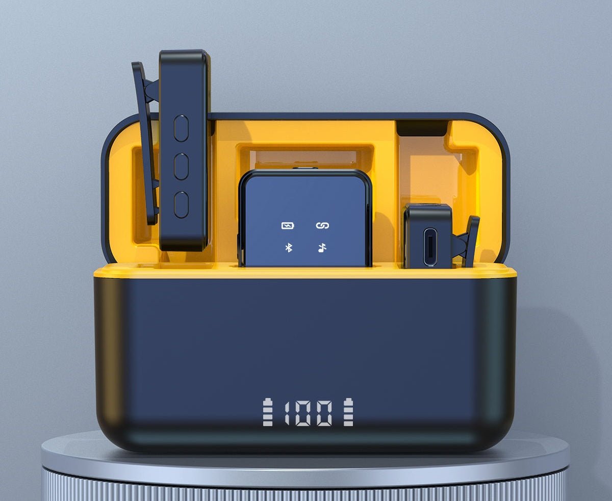 طقم ميكروفون لاسلكي 2.4GHz مع علبة شحن