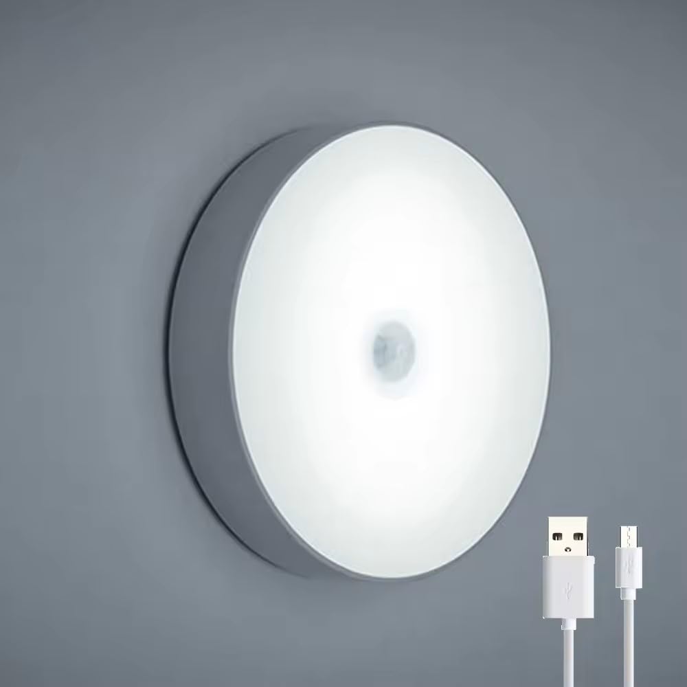 مصباح LED ليلي بحساس حركة لاسلكي بإضاءة دافئة