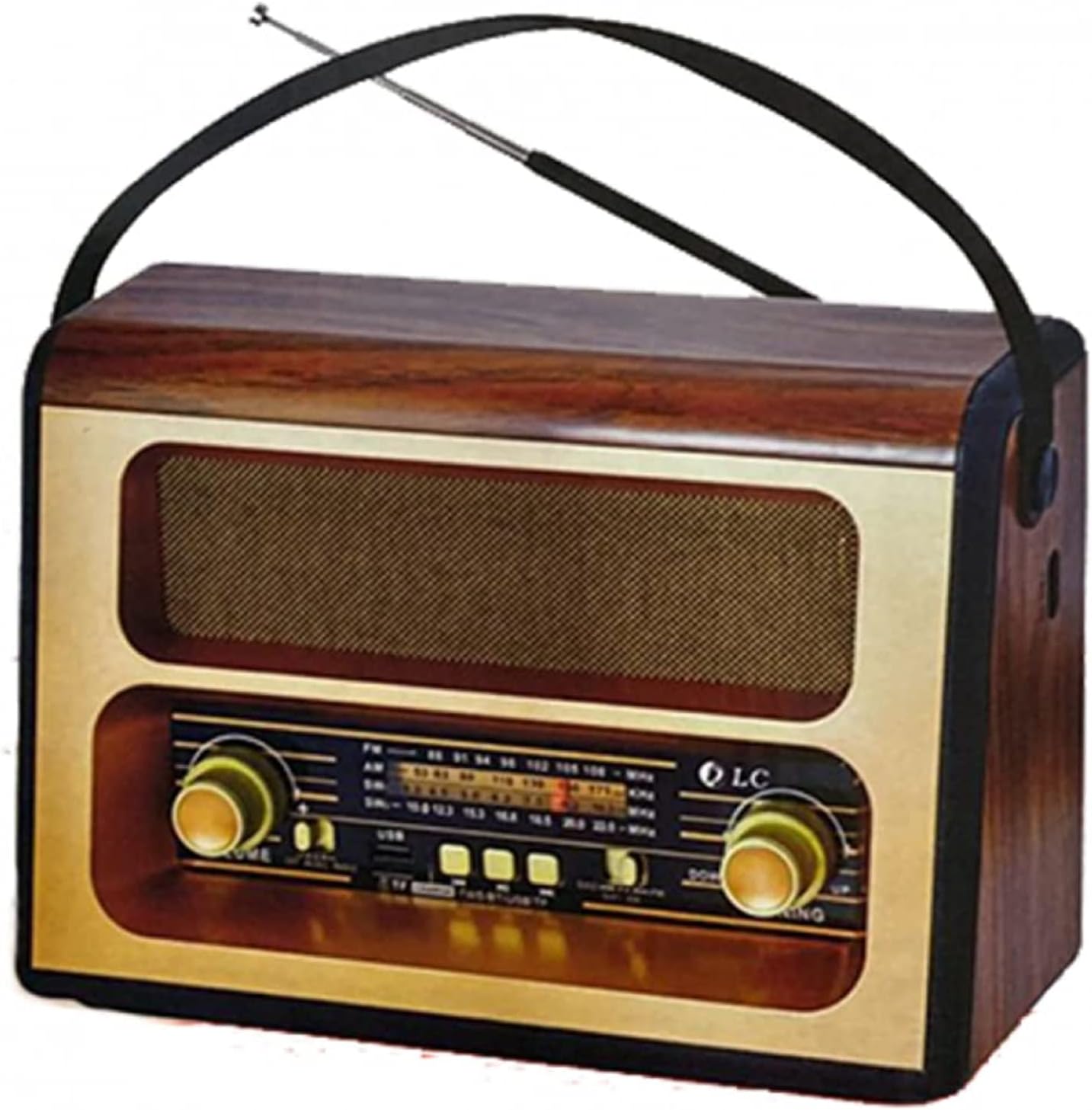 راديو DLC محمول بتشغيل AM/FM وطاقة مزدوجة
