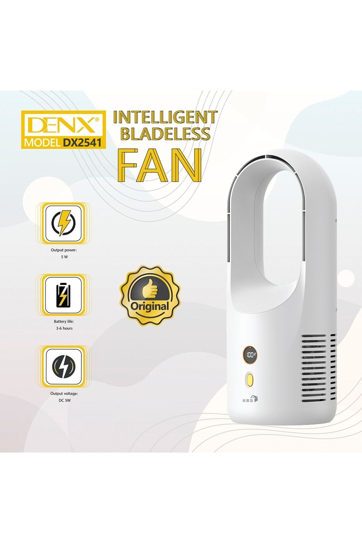 مروحة ذكية بدون شفرات قابلة للشحن USB من Denx