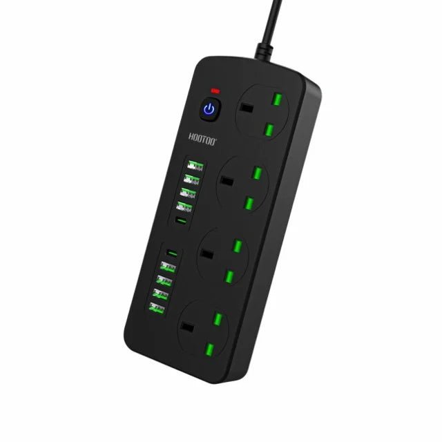 مشترك كهربائي Hootoo متعدد المنافذ مع USB - أسود