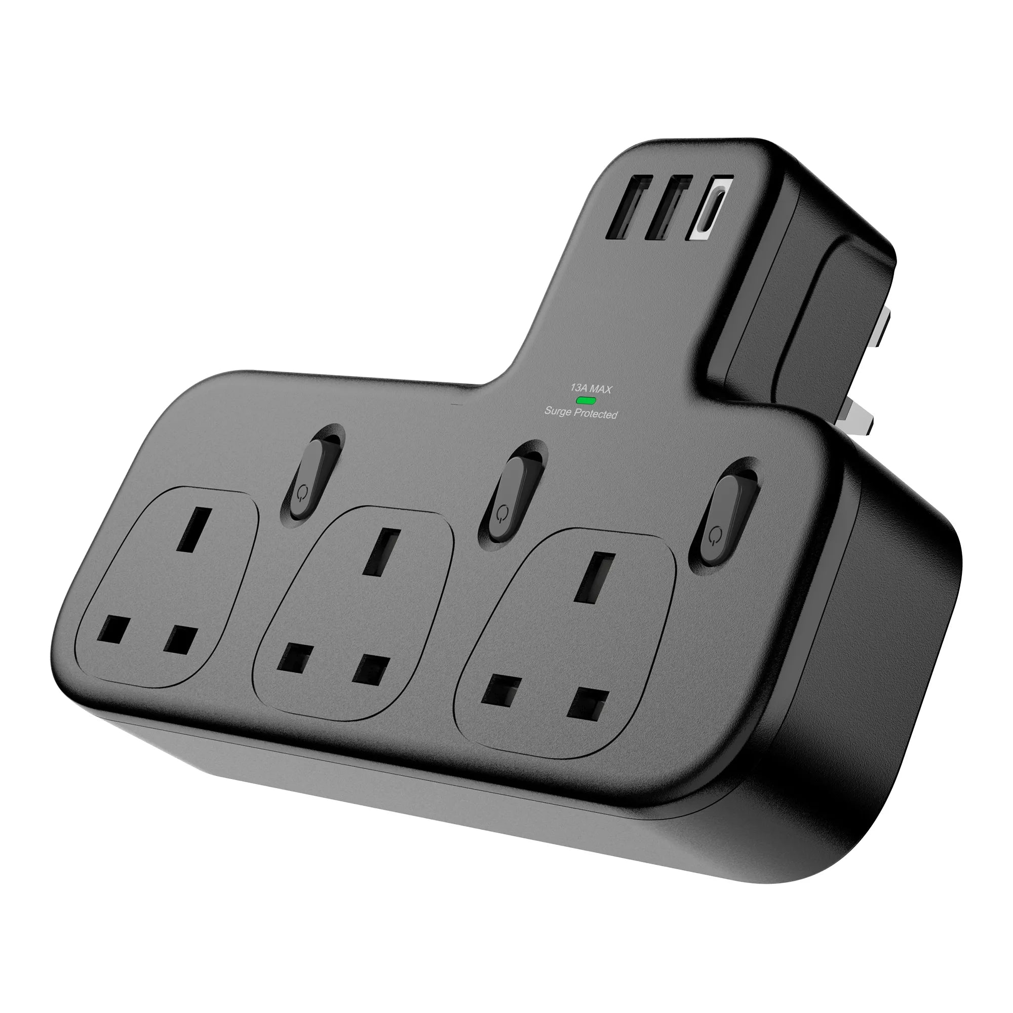 مشترك كهربائي Moogmax بثلاثة مقابس و3 منافذ USB