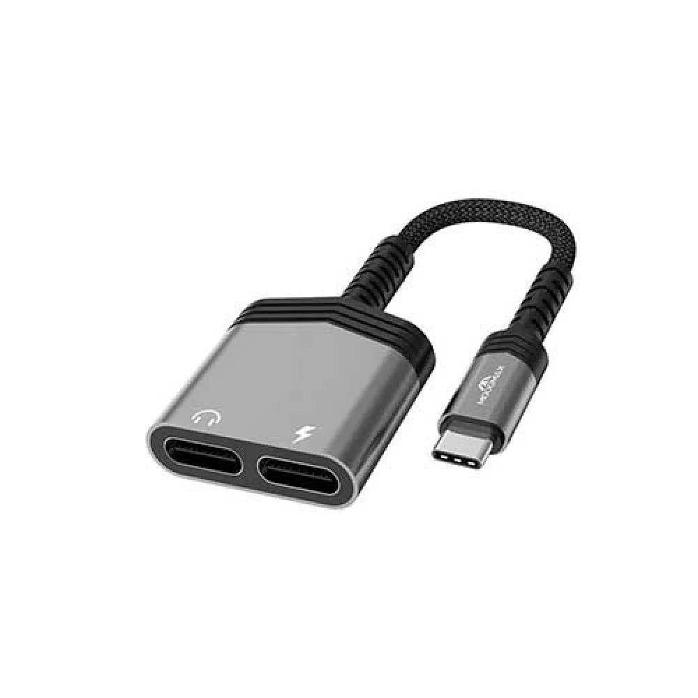 محوّل Moogmax USB-C ثنائي للشحن وسماع الصوت