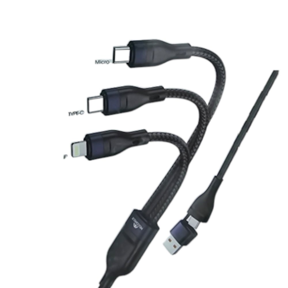 كابل شحن 3 في 1 لايتننغ Type-C ومايكرو USB